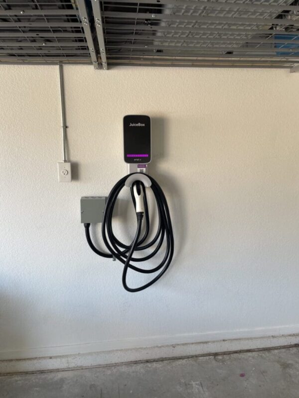 Wall mounted electric car charger.